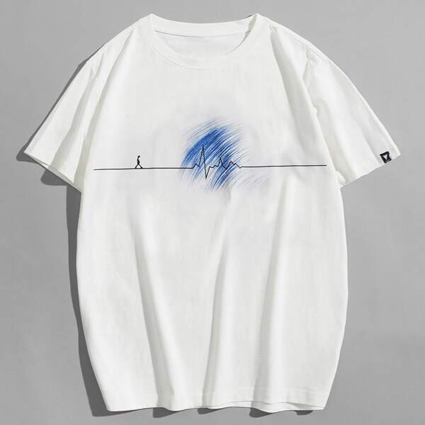 

Men Graphic Print Short Sleeve Tee, White