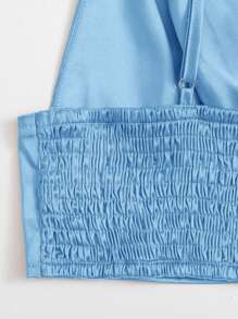 SHEIN ICON Shirred Back Satin Bralette Top - Baby Blue - View 5
