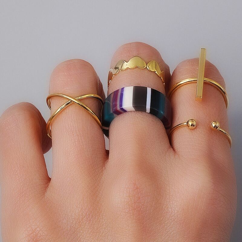 

5pcs Heart Cuff Ring, Multicolor