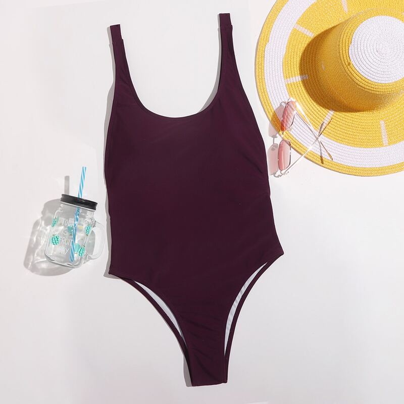 

Solid One Piece Swimsuit, Maroon