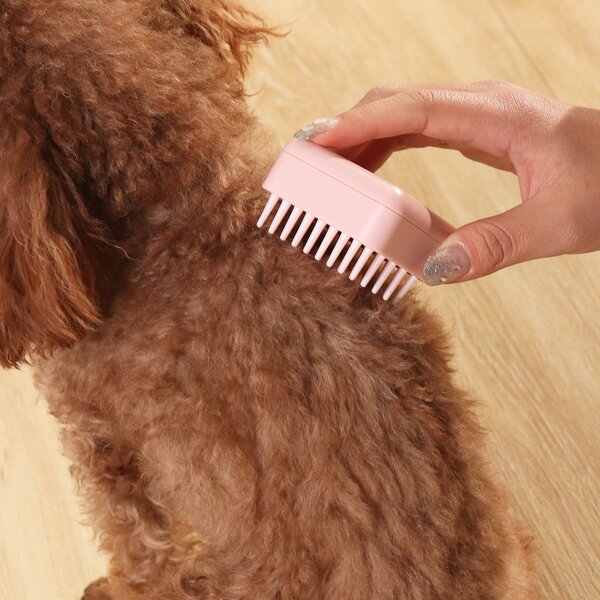 

1pc Solid Pet Bathing Brush, Baby pink