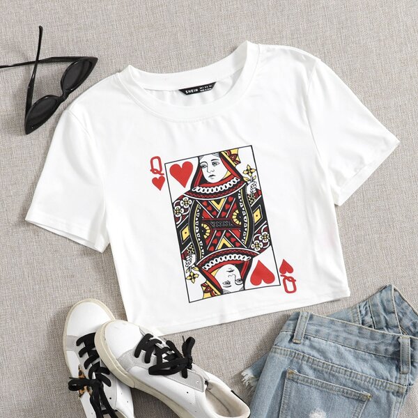 

Футболка покера принтом, Белый