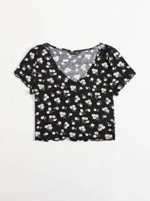 Soleia 花卉生菜边 T 恤