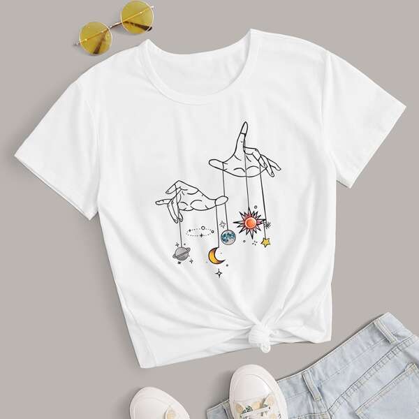 

Figure & Galaxy Print Tee, White