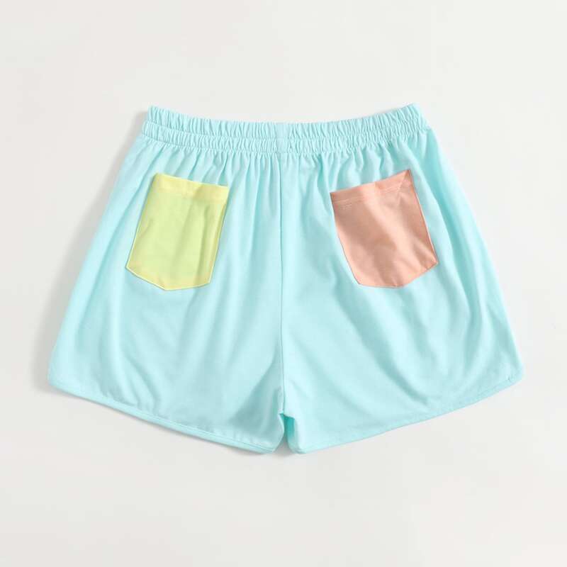 

Colorblock Pocket Dolphin Shorts, Mint blue