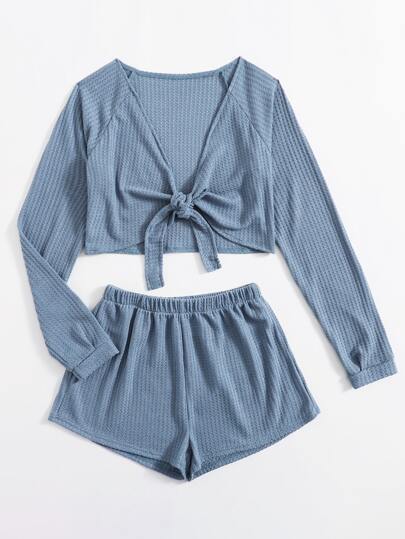 Tie Front Crop Top & Shorts