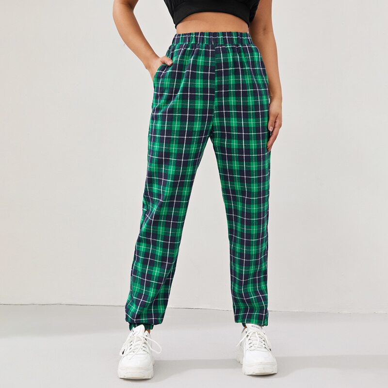 

Plaid Pocket Carrot Pants, Multicolor