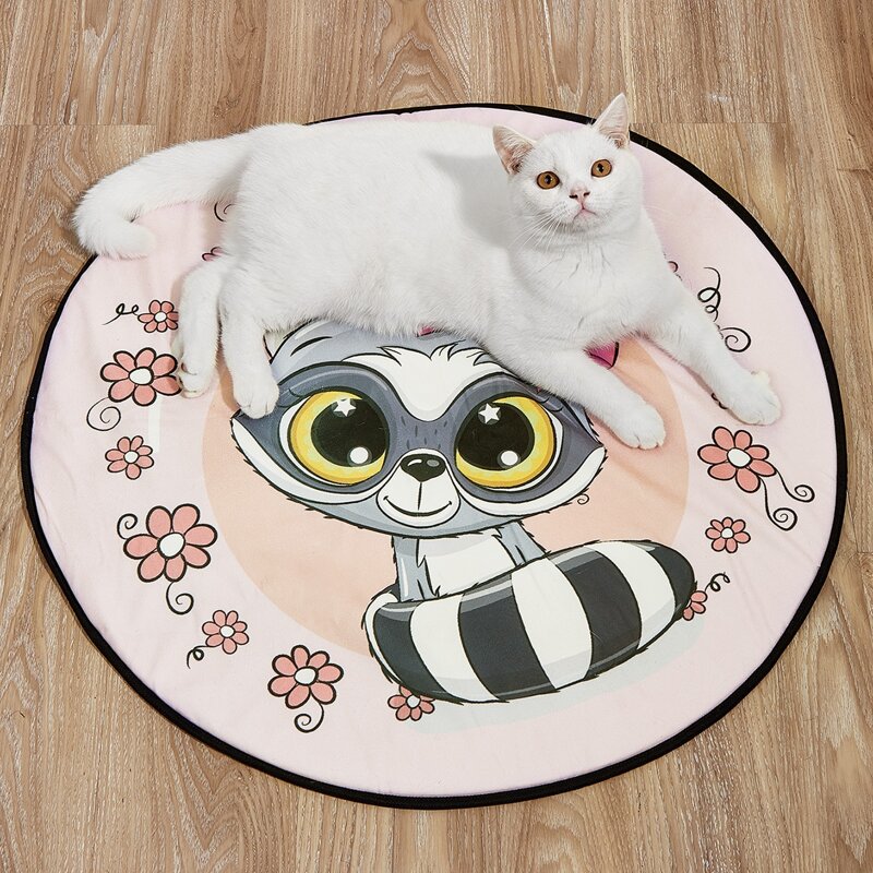 

Cartoon Graphic Round Pet Pad, Pink