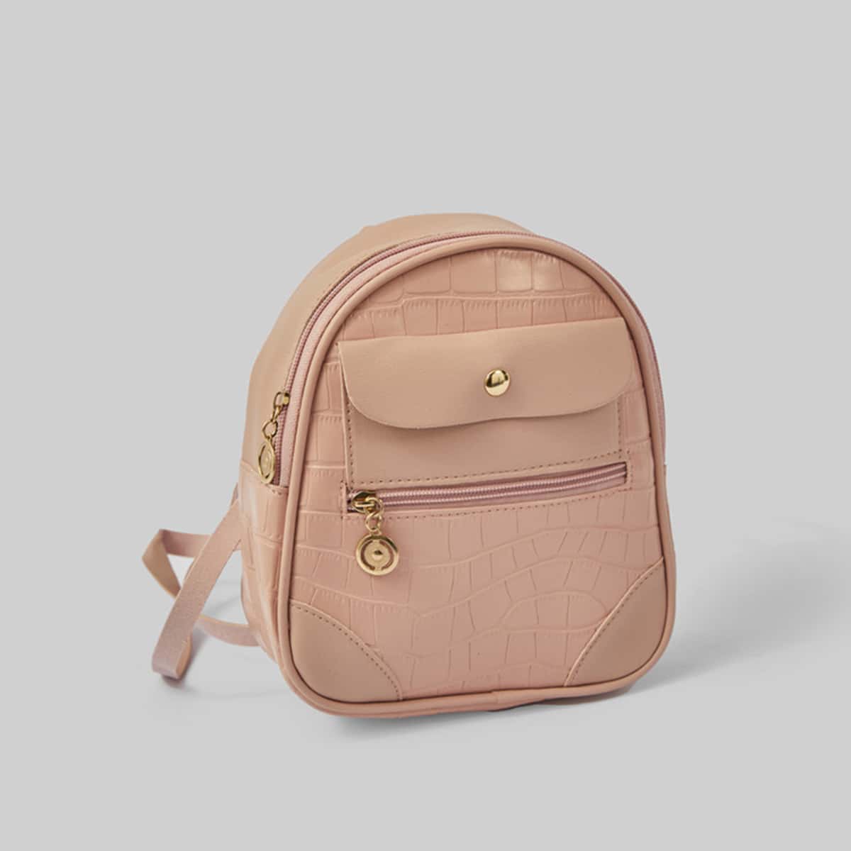 

Croc Embossed Zip Backpack, Baby pink