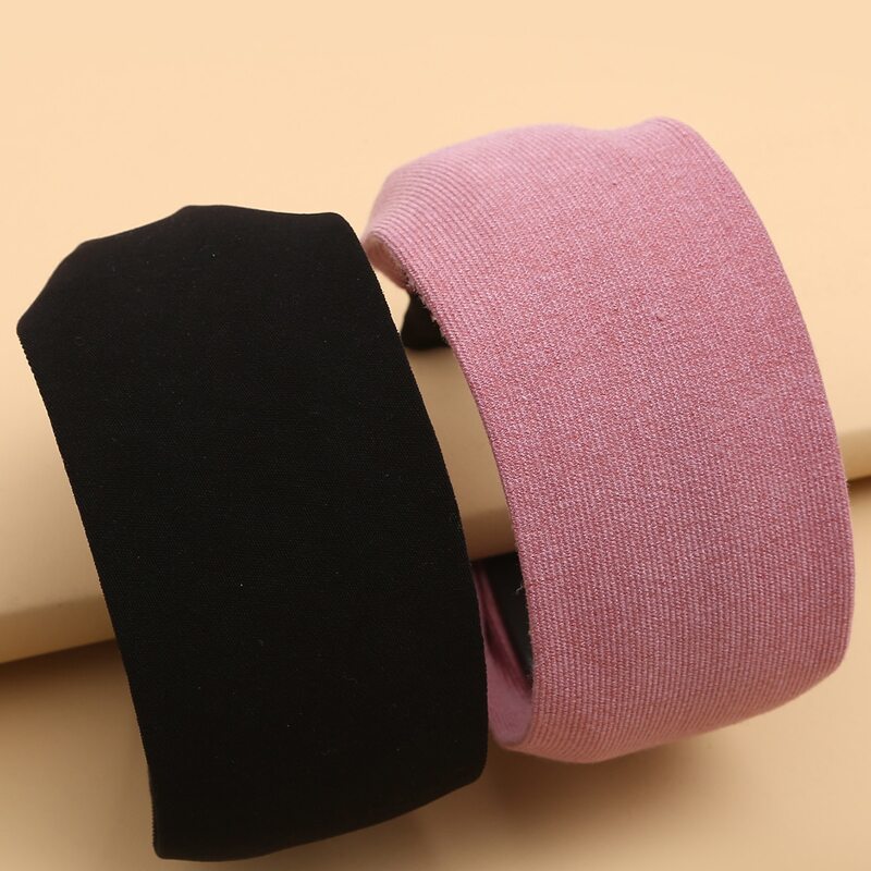 

2pcs Plain Wide Hair Hoop, Multicolor