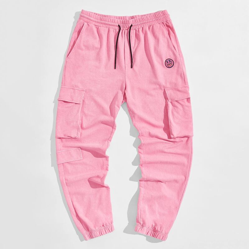 

Guys Patched Detail Pocket Side Sweatpants, Pink