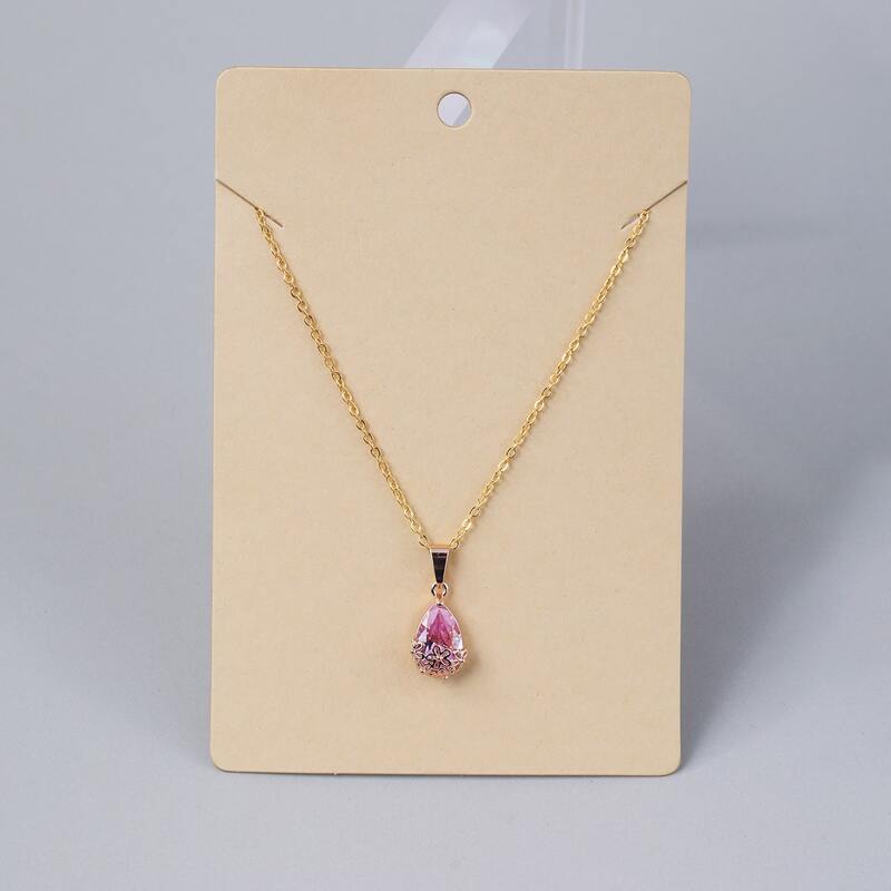 

Water Drop Pendant Necklace, Pink