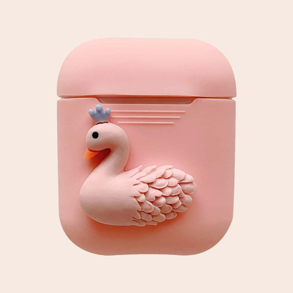

Swan Decor Silicone Airpods Case, Pink