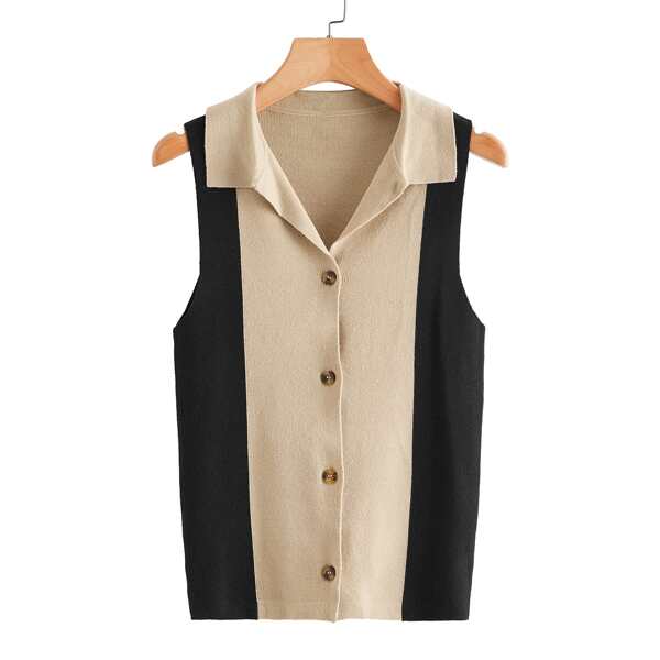 

Button Front Colorblock Cardigan, Multicolor