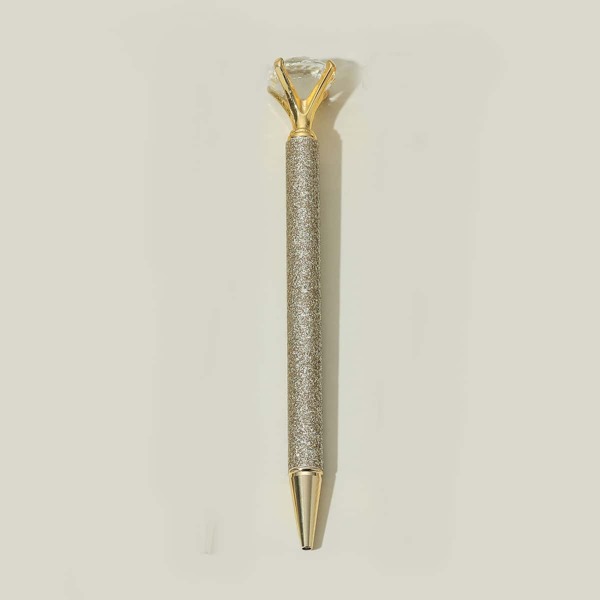 

1pc Diamond Decor Glitter Ballpoint Pen, Black