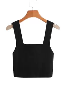 SHEIN Unity Solid Ribbed Knit Top - Black - View 2