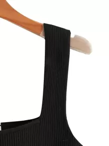 SHEIN Unity Solid Ribbed Knit Top - Black - View 3