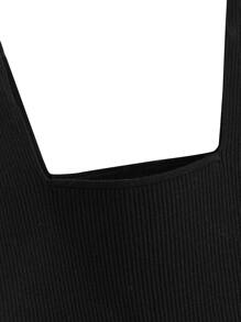 SHEIN Unity Solid Ribbed Knit Top - Black - View 4