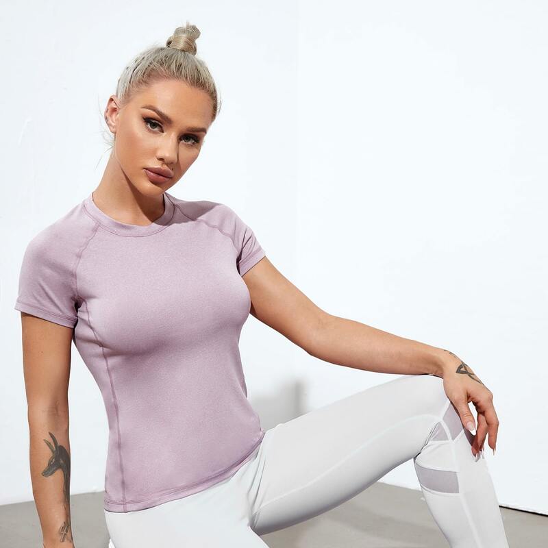 

Solid Raglan Sleeve Sports Tee, Lilac purple