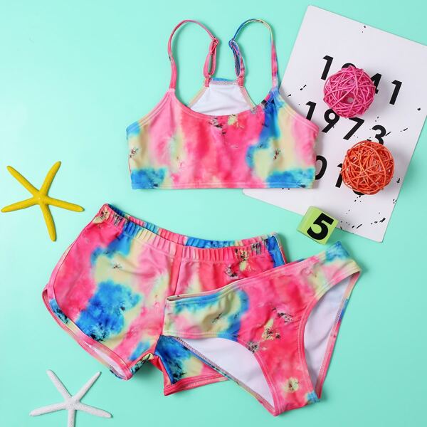

3pack Girls Tie Dye Bikini Swimsuit, Multicolor