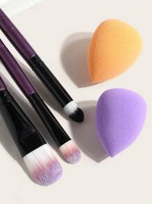 MAANGE 20支专业化妆刷套装+4个化妆海绵，柔软刷毛，方便携带，包含粉底刷、眼影刷、眉刷，旅行化妆刷套装，化妆刷套装，化妆刷组合，化妆刷套装，全套化妆工具，化妆刷套装，化妆套装，化妆礼盒套装 - 紫色 - 查看 3
