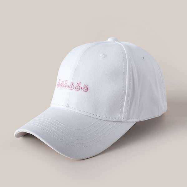 

Bicycle Embroidered Baseball Cap, White