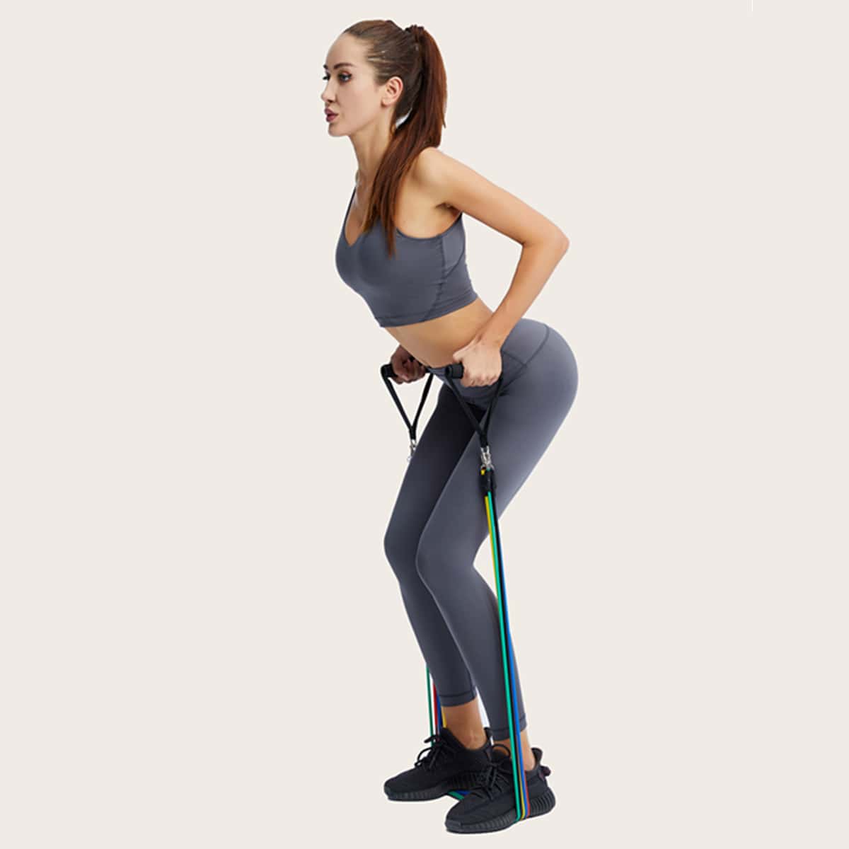 

11pcs Fitness Multifunction Resistance Band Set, Black