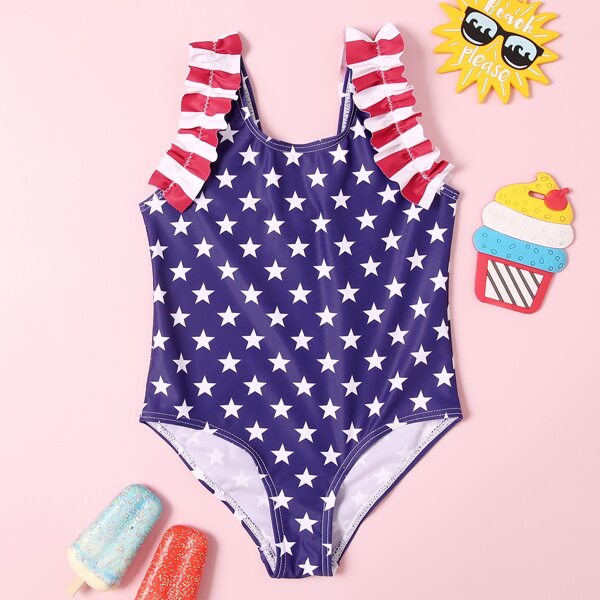 

Toddler Girls Star & Striped One Piece Swimsuit, Multicolor