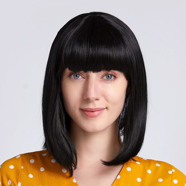 

Natural Short Bob Wig With Bangs, Black