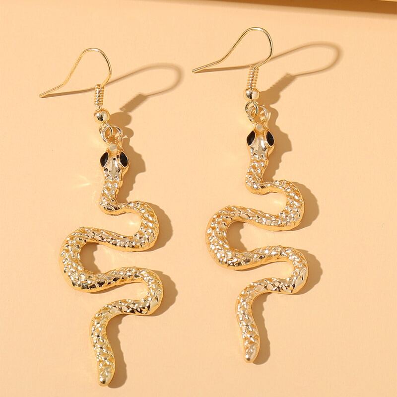 

Snake Charm Drop Earrings, Gold