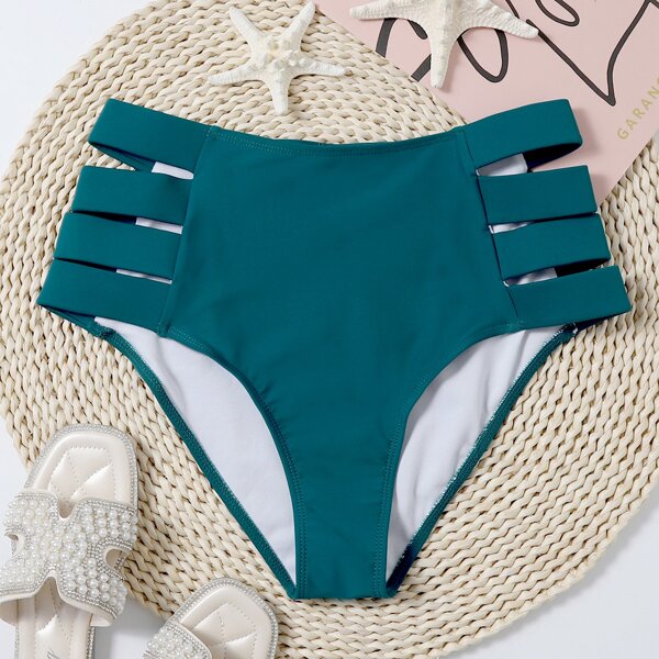 

Cut-out Side Bikini Panty, Teal blue