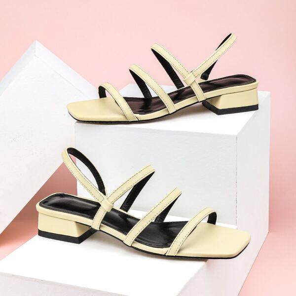 

Minimalist Chunky Heeled Slingback Sandals, Yellow