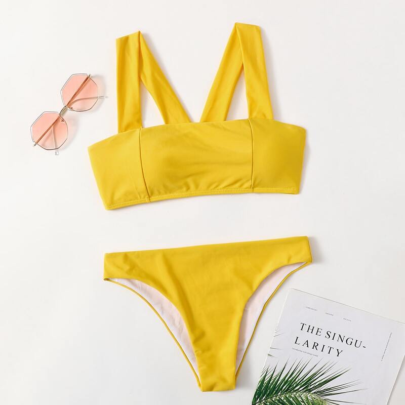 

Solid Bikini Swimsuit, Yellow