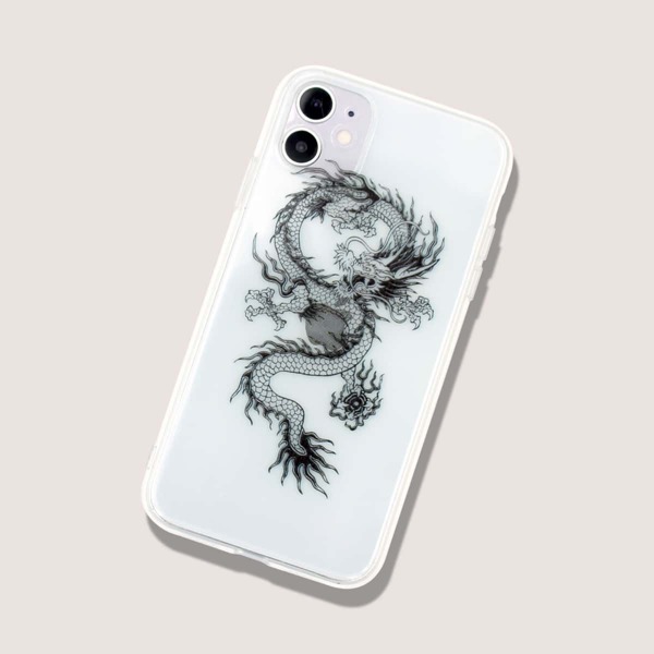 

Чехол для iPhone с принтом китайского дракона, Прозрачный