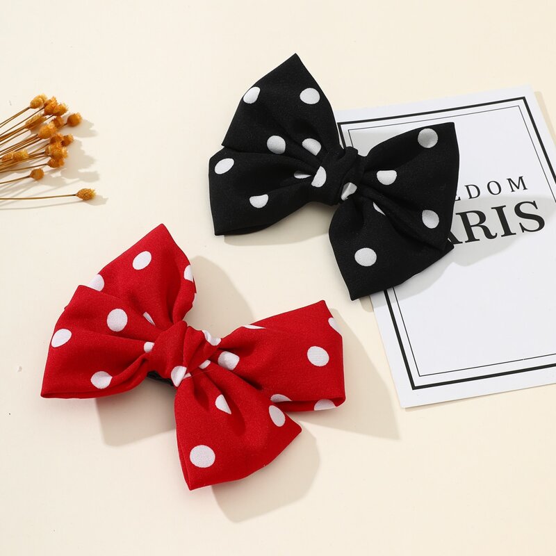 

2pcs Polka Dot Bow Hair Clip, Multicolor