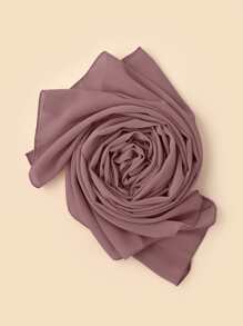 1 件女士柔软透明纯色雪纺头巾，带人造珍珠细节，非常适合日常穿着冬季秋季长袍配饰 - 乾枯玫瑰色 - 查看 2