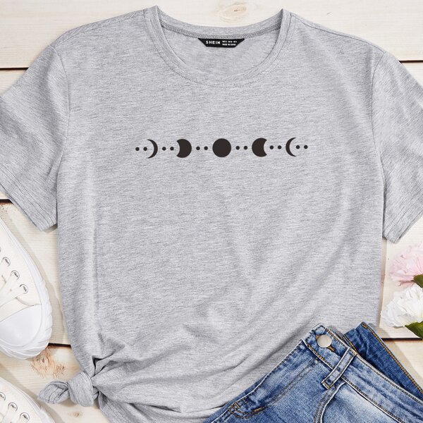 

Graphic Print Short Sleeve Tee, Light grey