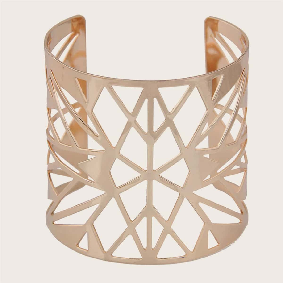 

Hollow Geo Wide Bracelet, Gold