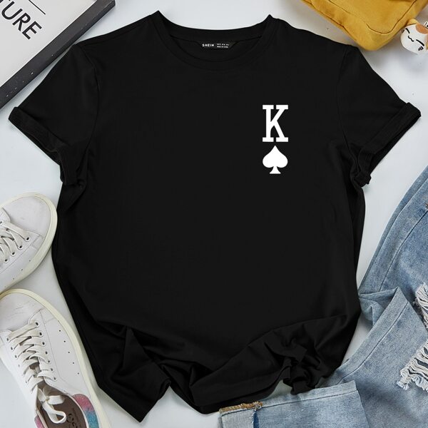 

Letter Graphic Crew Neck Tee, Black