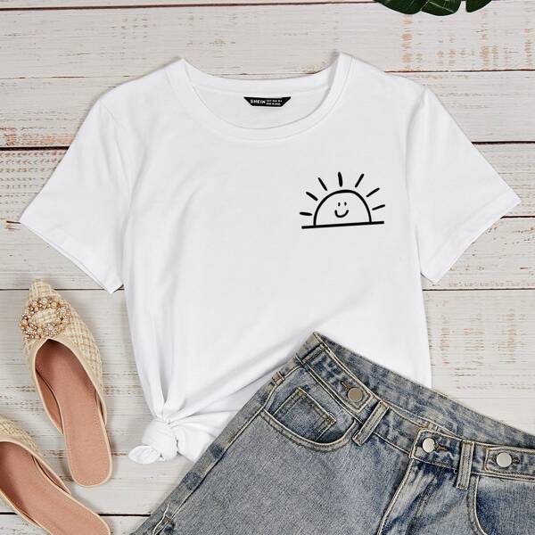

Cartoon Graphic Short Sleeve Tee, White