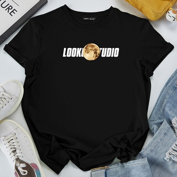 

Letter Graphic Short Sleeve Tee, Black