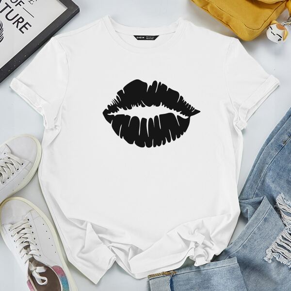 

Lip Print Tee, White