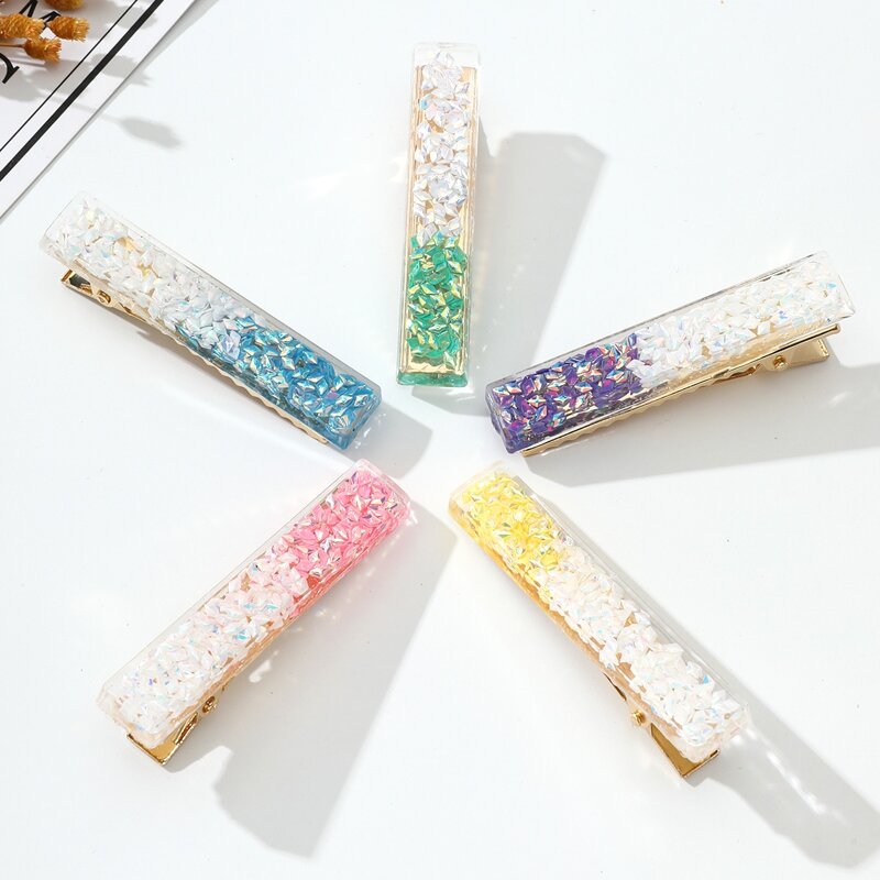 

2pcs Random Colorblock Hair Clip, Multicolor