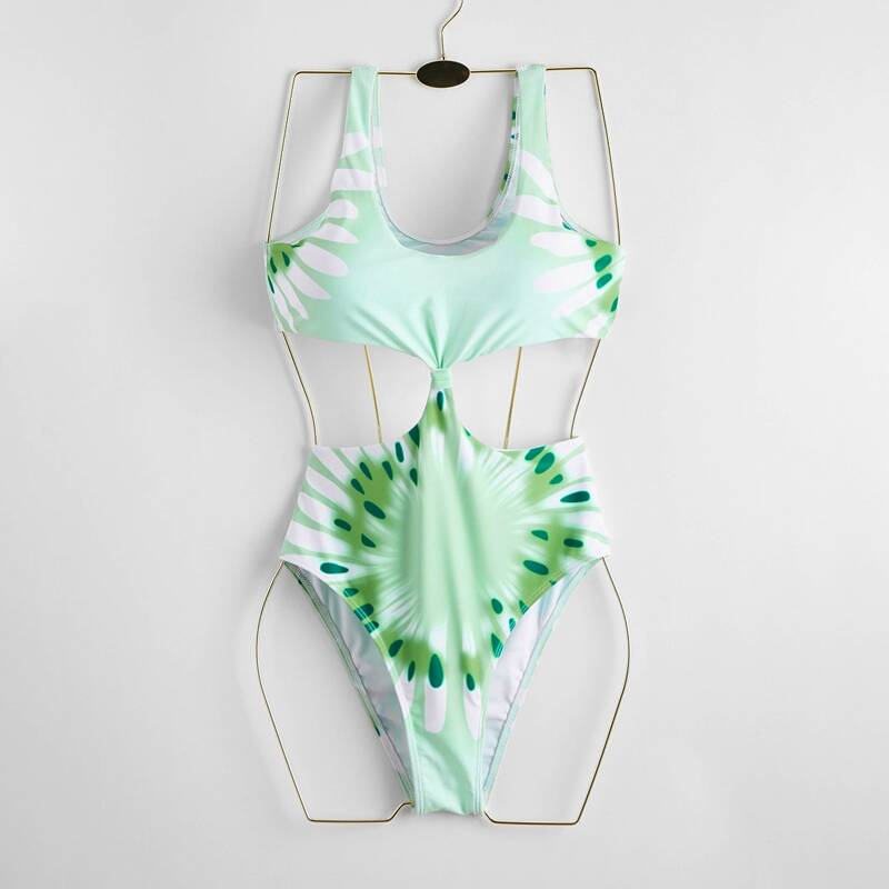 

Tie Dye Cut Out One Piece Swimsuit, Multicolor