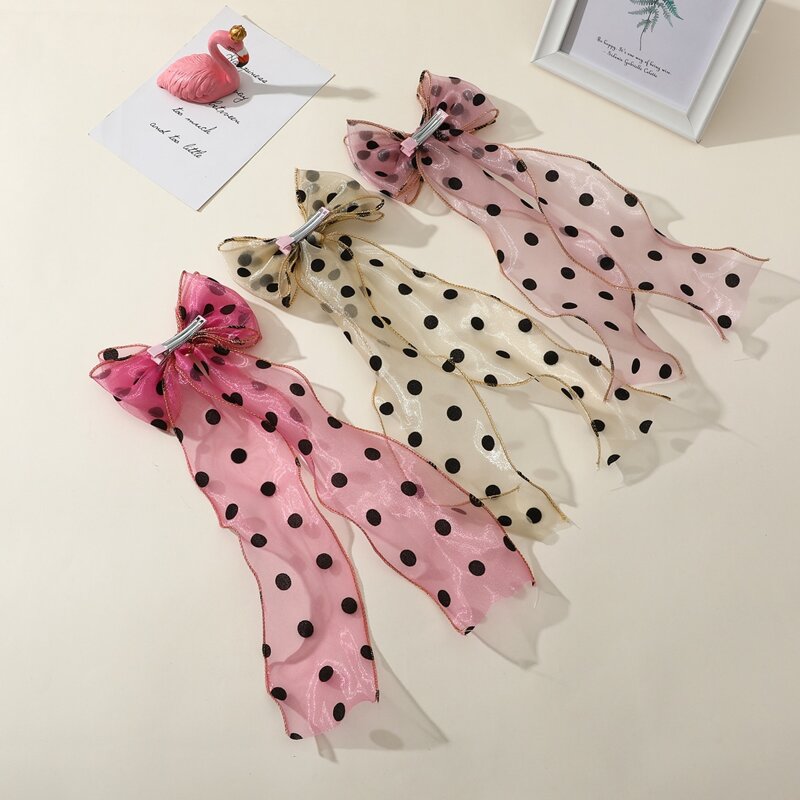 

1pc Random Polka Dot Mesh Hair Clip, Multicolor