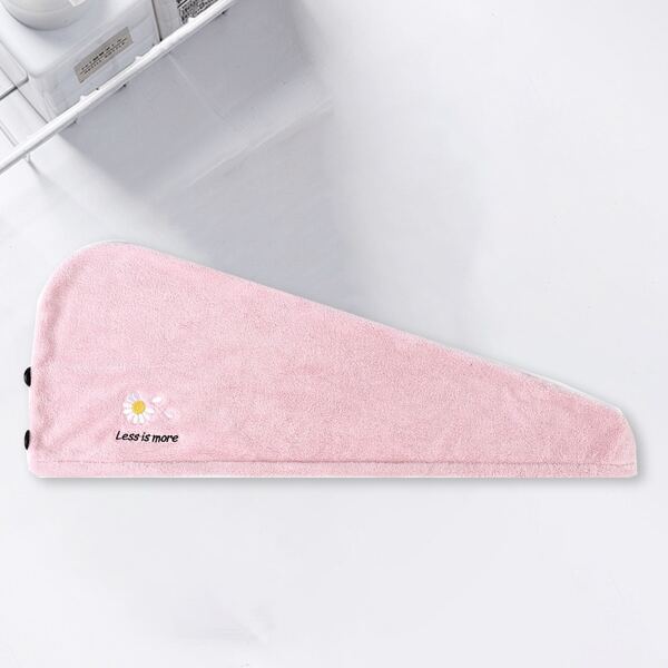 

Daisy Embroidery Hair Drying Cap, Baby pink