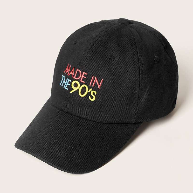 

Letter Embroidery Baseball Cap, Black