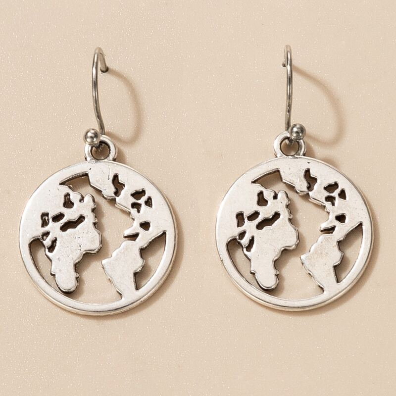 

Map Drop Earrings, Silver