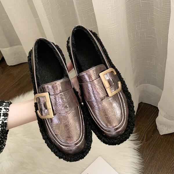 

Metal Decor Flat Loafers, Bronze