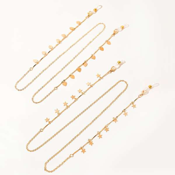 

2pcs Star Decor Face Mask Chain, Gold